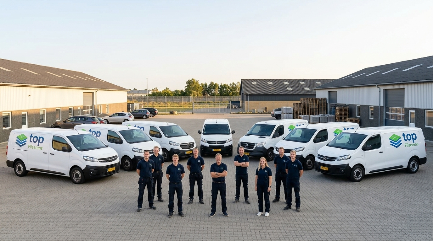 Top Fliserens team og servicebiler klar til opgave på Sjælland